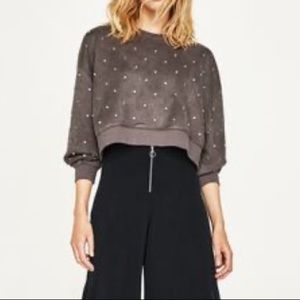 New Zara sweatshirt with metallic detail NWT